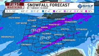 Winter Weather Radar: snow showers are expected to arrive in Central Ohio Monday night