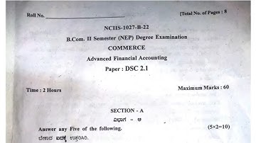 2022 Advanced Financial accounting Question Paper Bcom 2nd Sem Gulbarga University Finance software