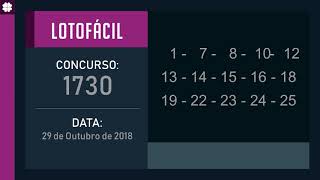 RESULTADO DA LOTOFÁCIL - CONCURSO 1730