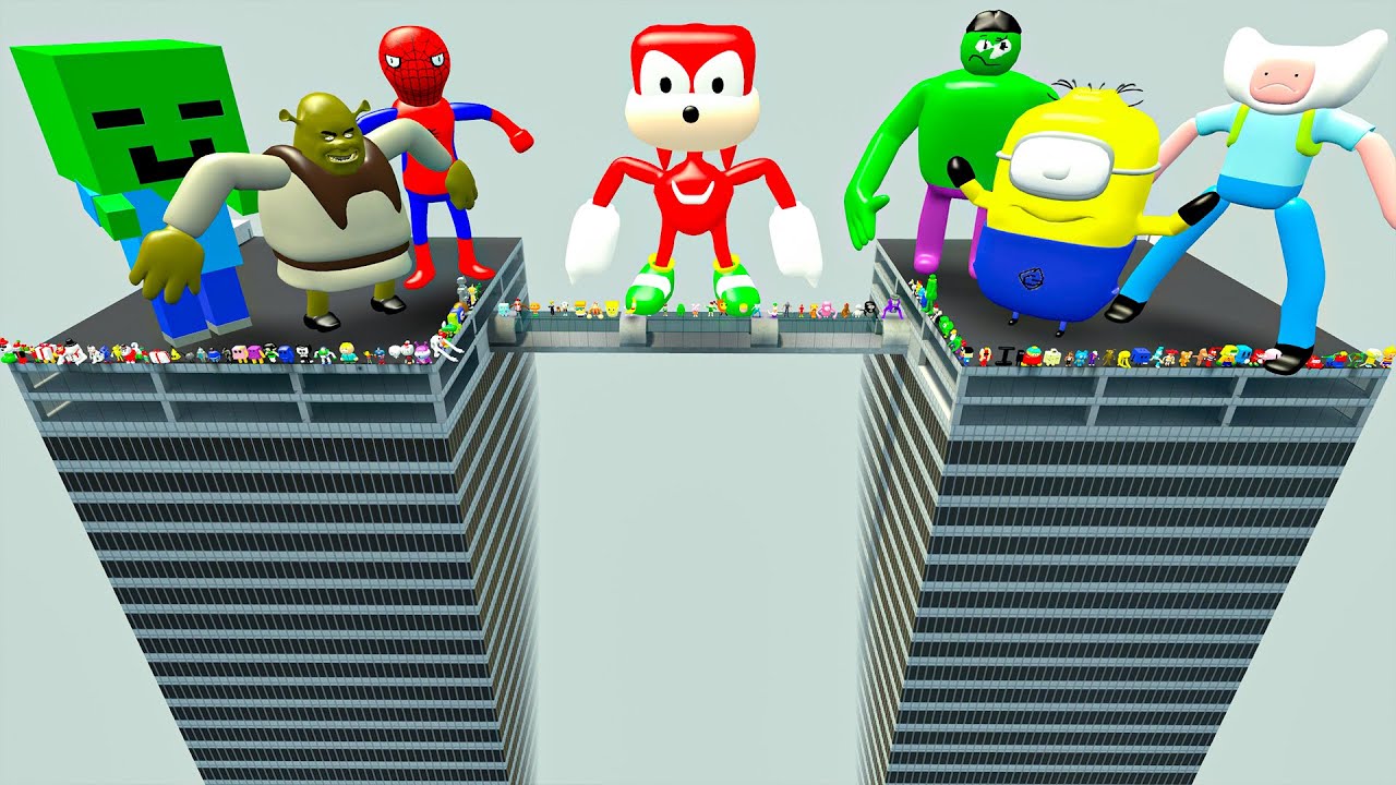 GMOD - BIG SKYSCRAPERS | MEGA PUNCH & SPARTAN KICKING ALL 3D SANIC CLONES MEMES! 3D NEXTBOTS