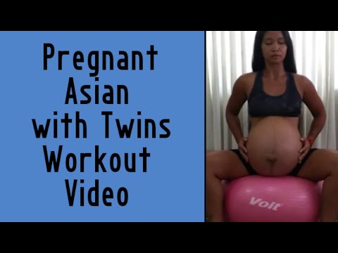 Pregnant Asian with Twin Belly Workout Video