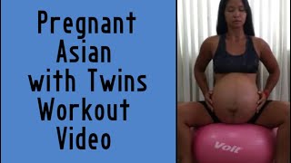 Pregnant Asian with Twin Belly Workout Video