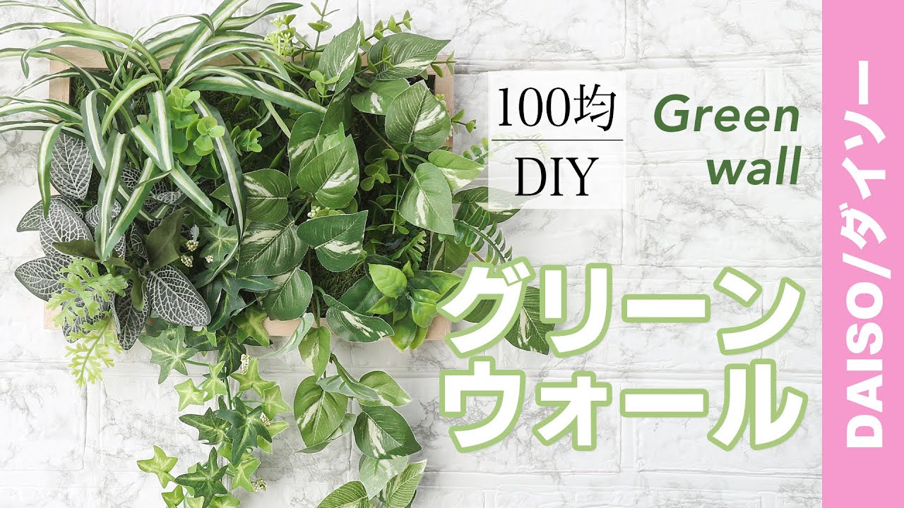 100均diy 1000円以内 ダイソーのフェイクグリーンでグリーンウォール Within 1000 Yen Daiso S Fake Green And Green Wall Youtube