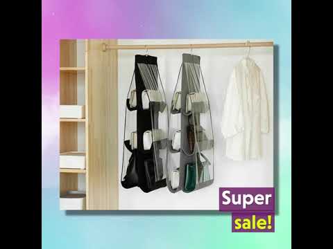 6 Pocket Hanging Handbag Storage Pouch