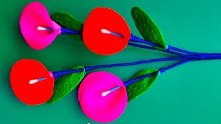 Woolen Flower Crafts || Woolen flower making || উল দিয়ে ফুল তৈরি || উলের ফুল ||