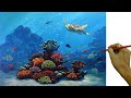 Acrylic Painting Tutorial / Sea Turtle with Underwater Corals