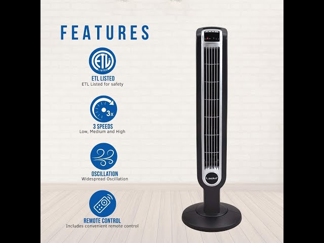 Lasko 2511 36″ Tower Fan with Remote Control - Features 3 Whisper Quiet  Speeds and Built-in Timer - YouTube