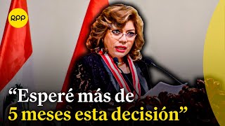 Zoraida Ávalos: "Esperé más de 5 meses esta decisión", sobre su reincorporación como fiscal suprema