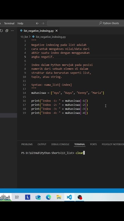 List Negative Indexing Di Python #dreaviam #coding #programming #python ...