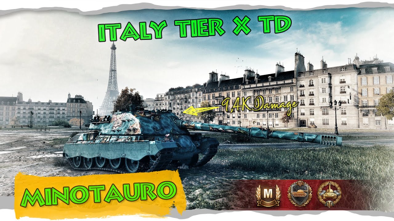 Minotauro Italy Tier X TD | World of Tanks Replays | 9,4K Damage