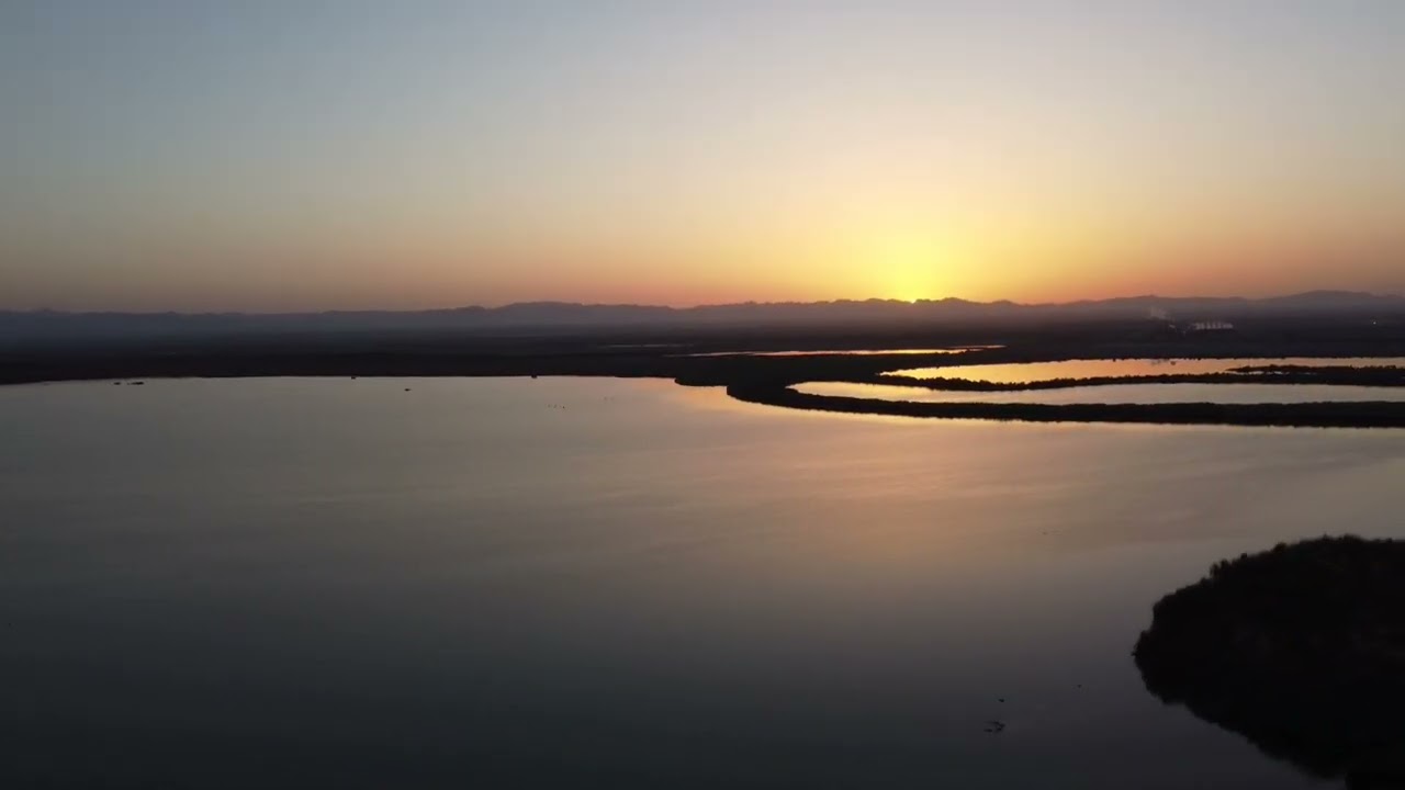 Sunrise from Red Hill Marina, Salton Sea, CA, DJI Mini 2 drone footage
