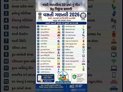 Vasti ganatri 2026 song 33 question Gujarati 