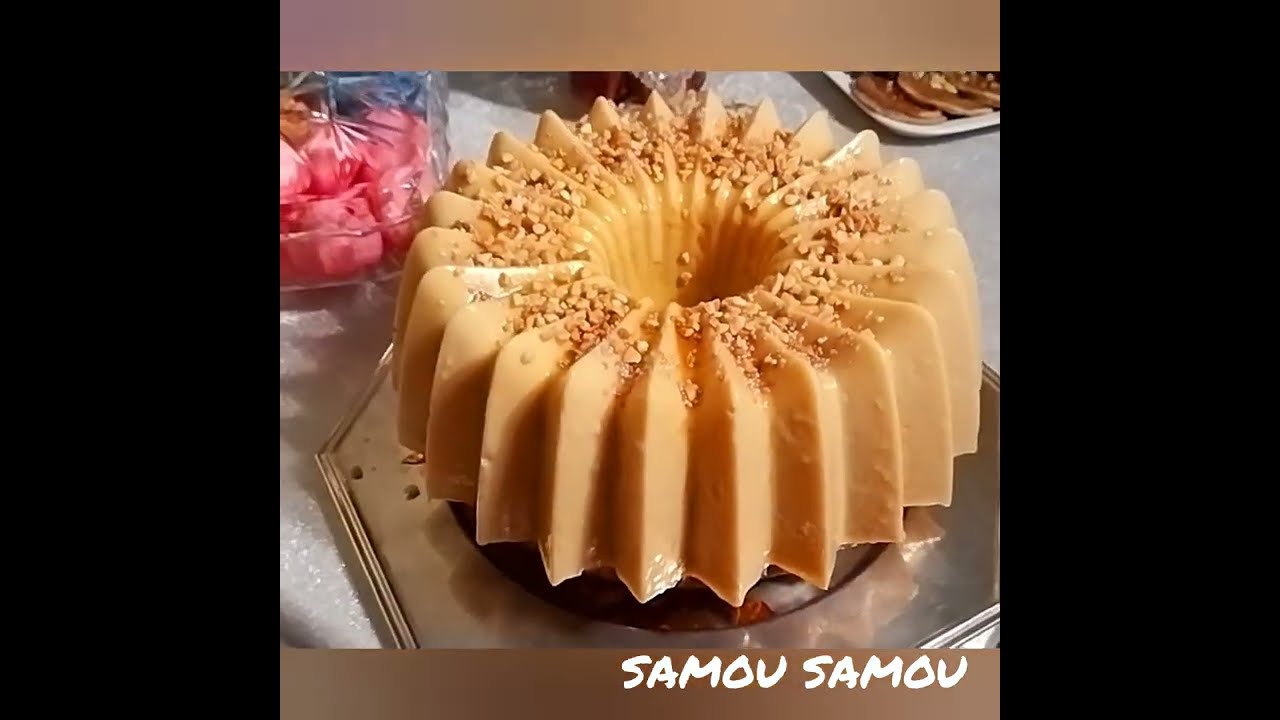 كيكة بالفلون كراميل خفيفة وبنينة