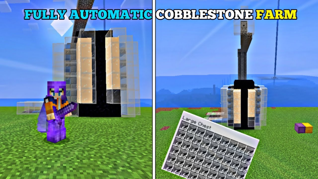 I BUILD A FULLY AUTOMATIC COBBLESTONE FARM IN MINECRAFT PE ...#29 - YouTube