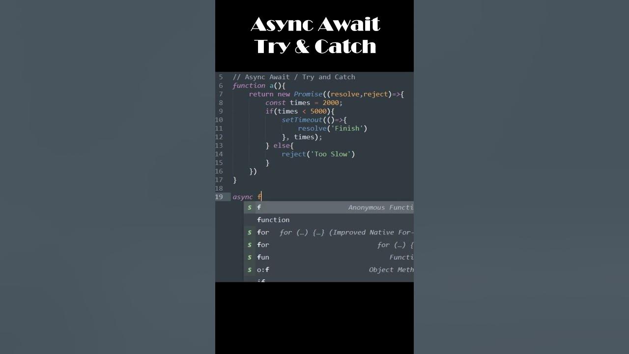 Javascript async await try catch youtube