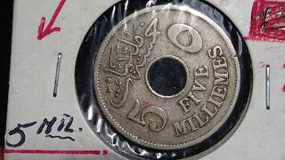 5 FIVE MILLIEMES EGYPT 1917 (coins value on description section)