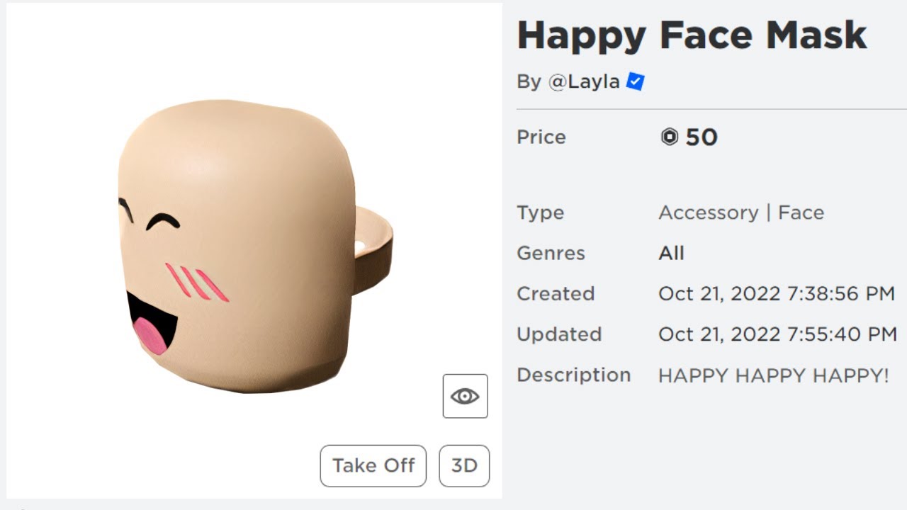 Roblox Limited Super Super Super Happy Face READ DESCRIPTION 