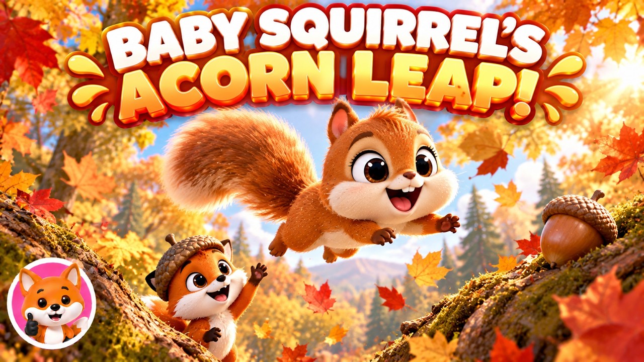 Baby Squirrel's Acorn Leap! 🐿️🍂 | Fun Autumn 3D Cartoon for Kids ...
