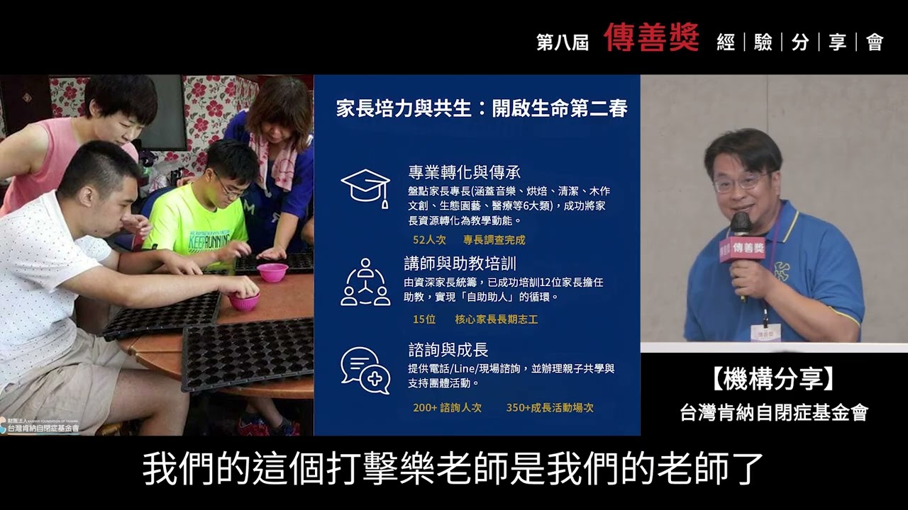 身心障礙｜台灣肯納自閉症基金會｜第八屆傳善獎經驗分享會(機構分享)