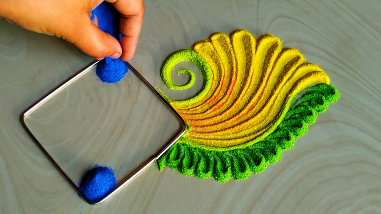 Very easy small and quick rangoli design by easy rangoli classes - YouTube