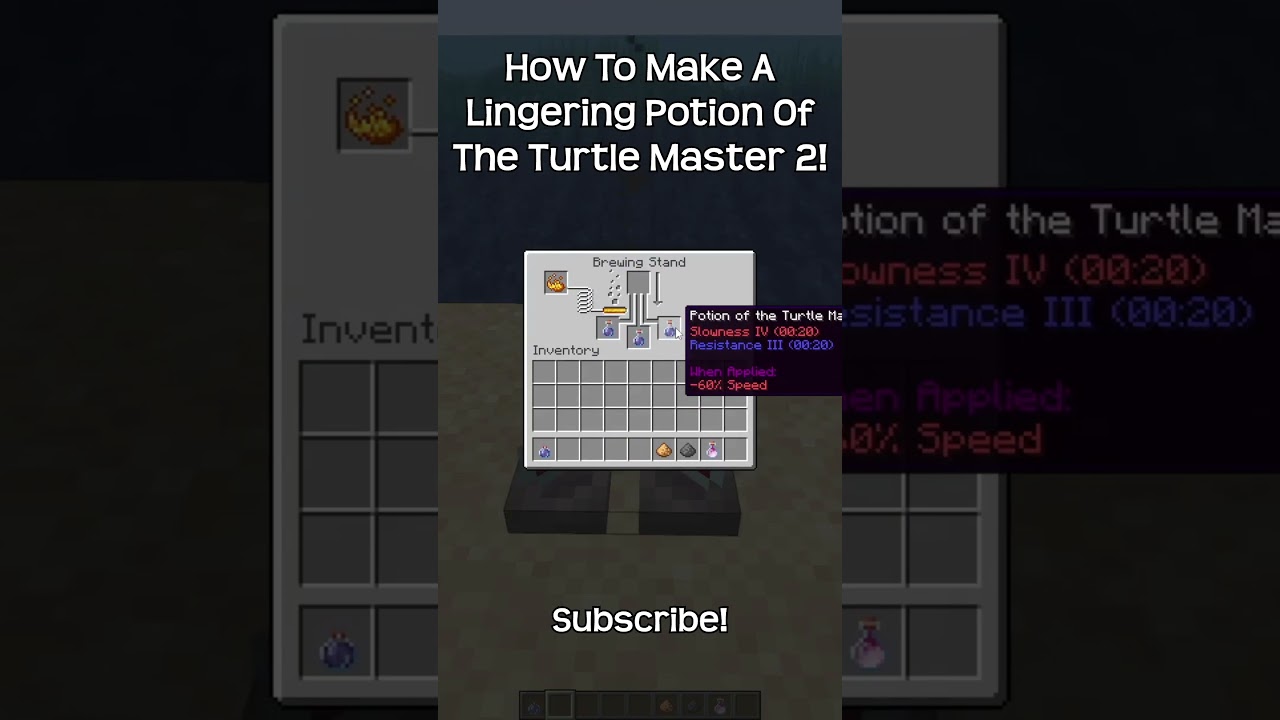 How To Make A Lingering Potion Of The Turtle Master 2 In Minecraft!
