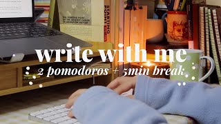 NANOWRIMO 2023 WRITE WITH ME 🧦🍵 2 pomodoros + 5min break *ambience* typing sounds, fire crackle