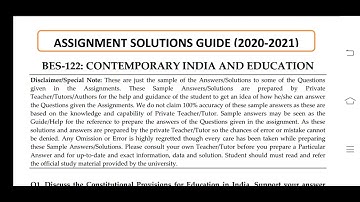 BES 122 Ignou Solved Assignment 2020-21
