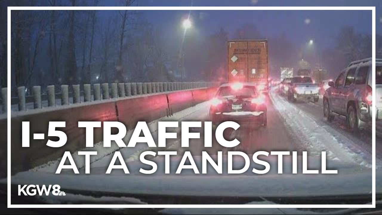 Driving conditions along I-5: Winter storm hits Portland - YouTube