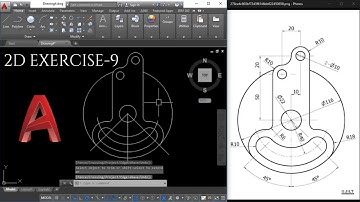 Autocad 2d Practice Drawing for Beginners - Exercise 9 (Basic to advance level )