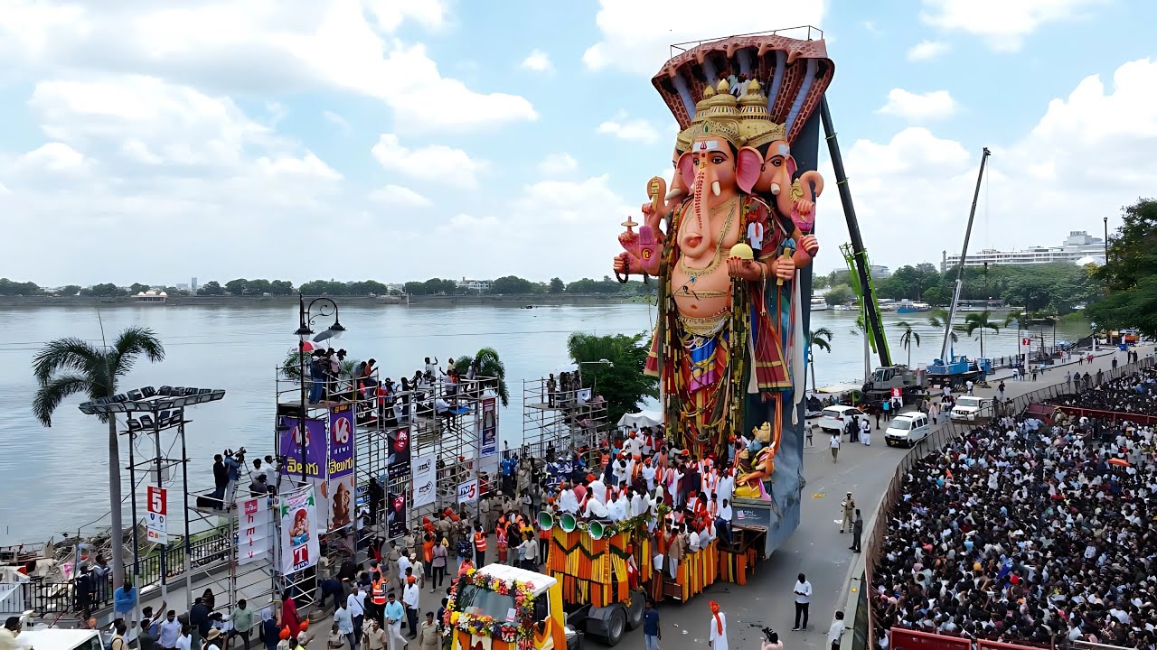 Khairatabad Ganesh Nimajjanam Drone visuals 2025 | Khairatabad Ganesh nimajjanam vlog