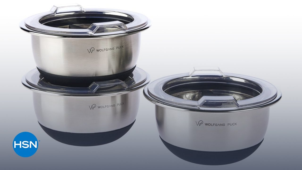 Wolfgang Puck 3-piece Stainless Steel Prep Bowls with Lids | HSN - YouTube