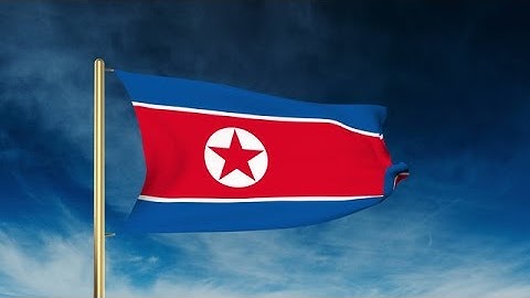 North Korea Flag Slider Style. Waving In The Wind With Cloud Background Animatio Stock Animation