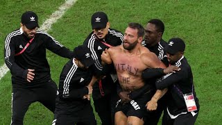 Argentina vs Netherlands World Cup clash delayed as security halt pitch invader.