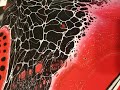 The web effect 2 of my triptych series  fluid art  black and red