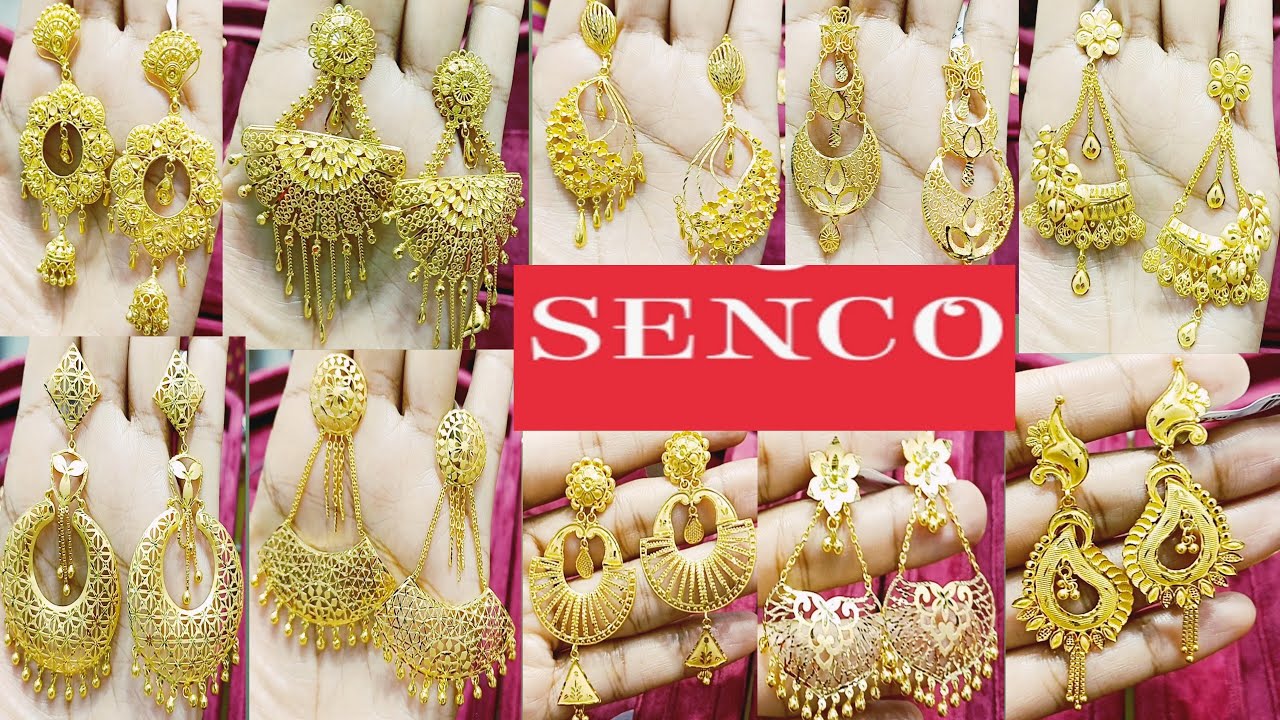 Senco latest Gold Jhumka designs with weight | Gold jhumka earring designs  - YouTube