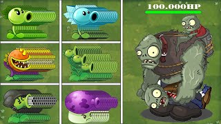 PVZ 1 Challenge - 100 Plants vs 1 Gargantuar 100.000HP - Which Plant Can Win?