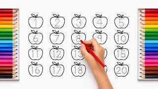 🍎 Learn Numbers 1 to 20 with Apple Tracing | Fun Counting & Writing Practice for Kids