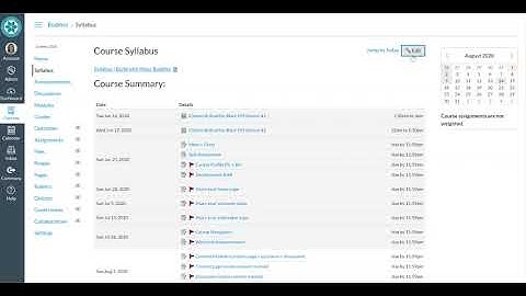 Canvas Syllabus - hide/show Course Summary