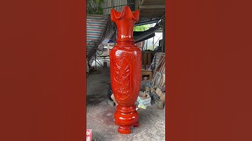 Hoàn thiện cặp lục bình đục tứ quý gỗ xà cừ 1m70x46 cựu đẹp. #lucbinhgoxacu