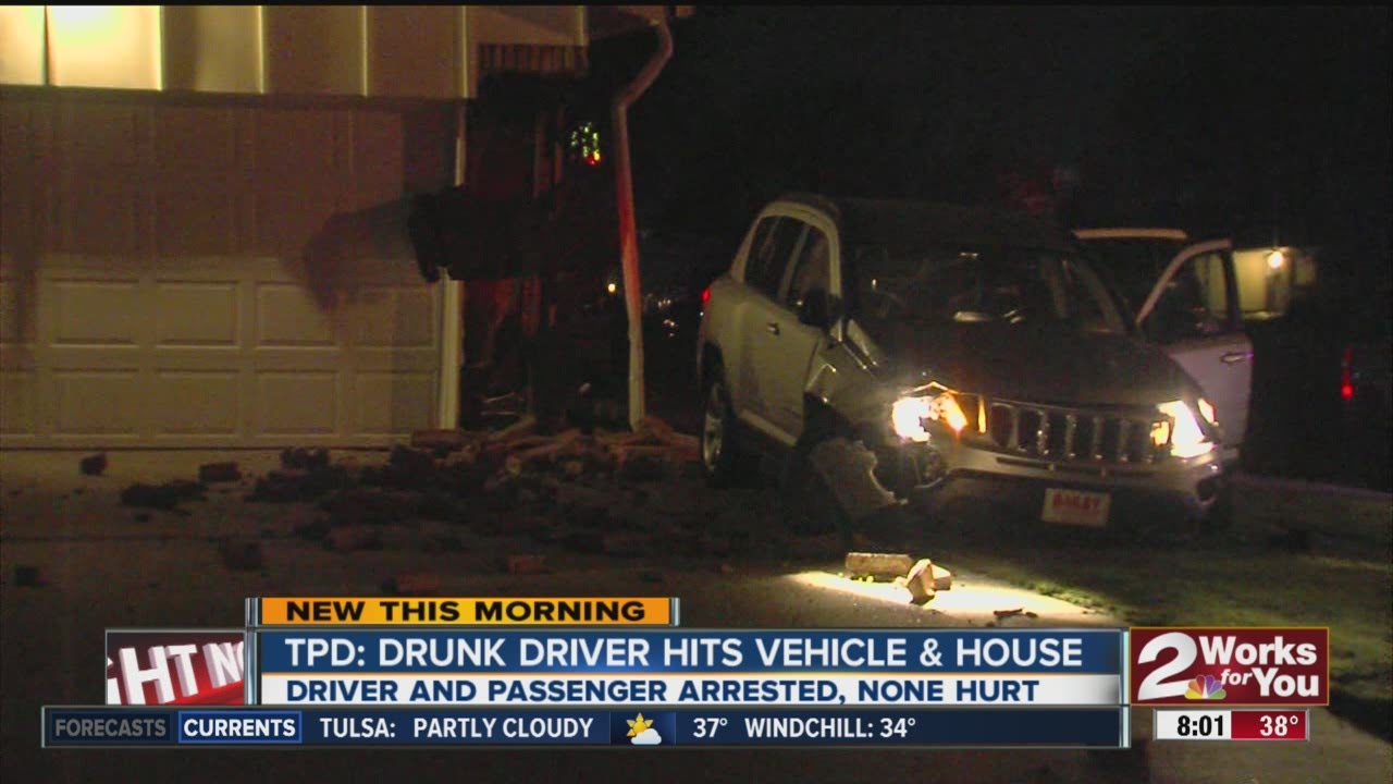 Drunk driver hits car and house - YouTube