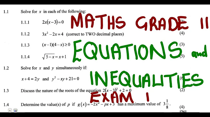 Mathematics Grade 11 Equations and Inequalities Exam @mathszoneafricanmotives  @mathwithlightone