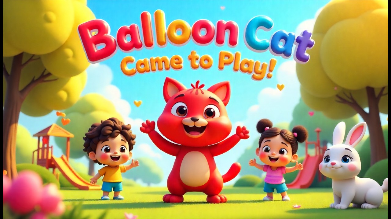 Red Blue Yellow Balloons 🎈 | The Balloon Cat Song for Kids