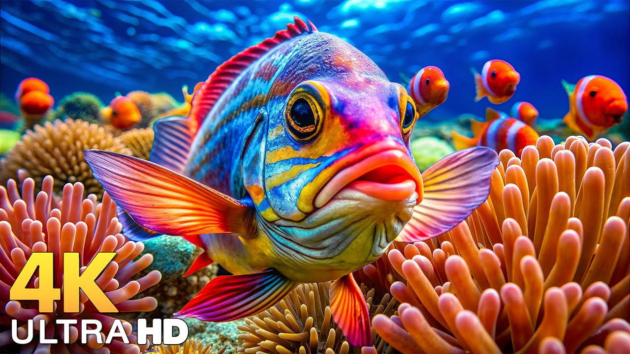 DREAM AQUARIUM 4K - Marvel at Sea Animal in The Best Aquarium - Fish Tank Sounds for Sleep, Study #8