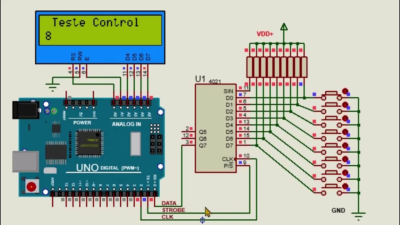 Testador de Controle Nes 4021 Arduino