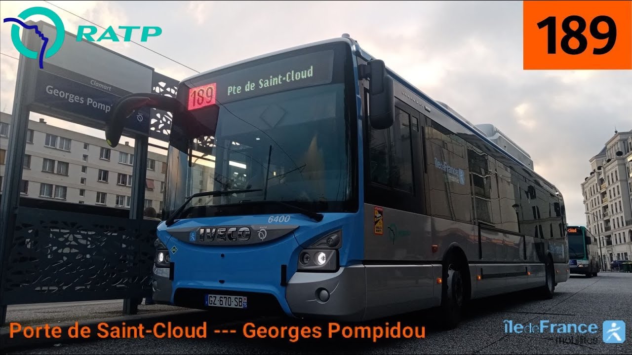 Bus 189 RATP - Urbanway 12 GNV N°6400 Porte de Saint-Cloud --- Georges Pompidou