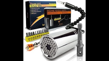 Universal Socket Wrench Tools Self Adjustable, 12 Screw Driver with Bendable Extension Bar and