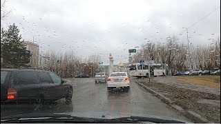 Костанай в городе дождь едем от набережной КЖБИ до улицы Гагарина