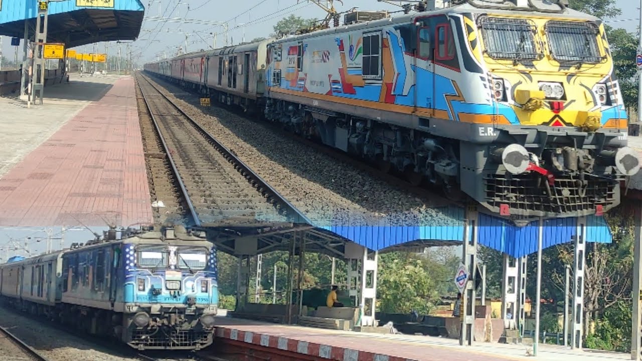 ⚡Flat 130 Kmph🔥Mukhi And Anubha 2.0 locomotive 12302 Howrah Rajdhani 12314 Sealdah rajdhani express.