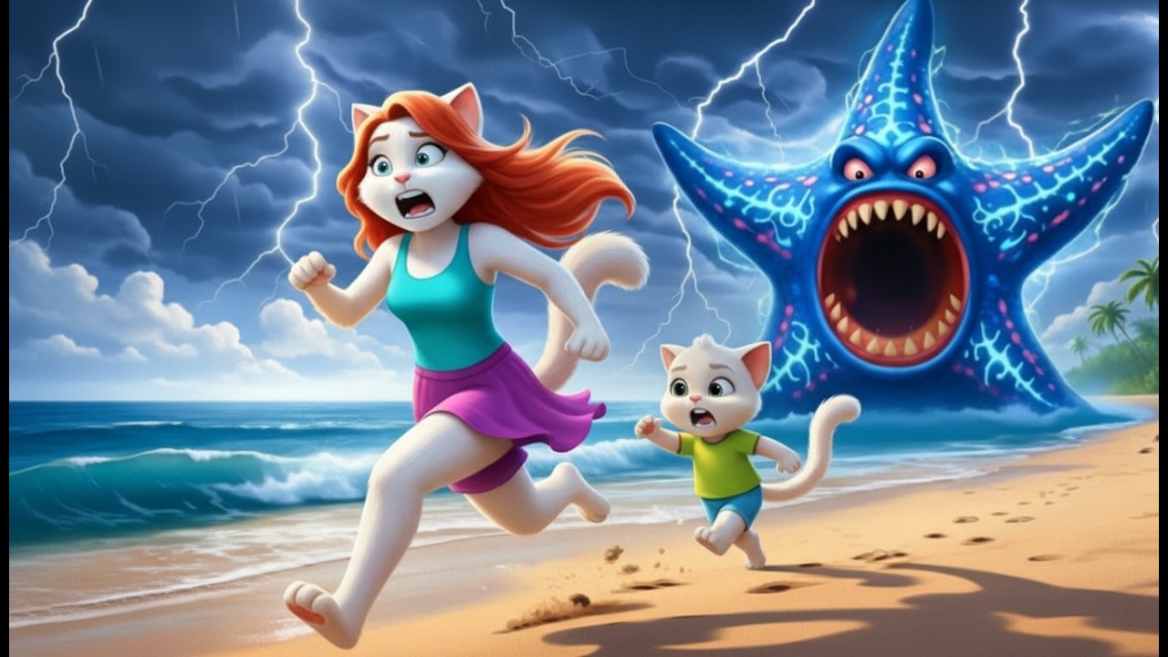 🐱🌊 Kitten and Its New Friend: The Starfish ⭐ | AI Animation  AI Cat Story #catstories #aicats #cat