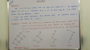 SUBLATTICE || EXAMPLE PROBLEM ON SUBLATTICE || SUB LATTICE || LATTICES || LATTICE || DMS || MFCS ||